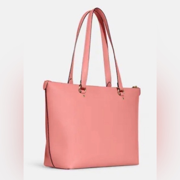 #1307 - NWT Coach GALLERY Tote Leather Handbag, Candy Pink & Gold Zip Top Bag - Picture 2 of 14